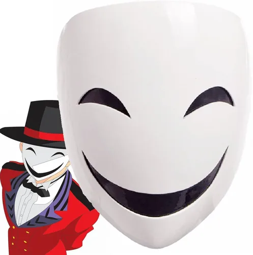 CAFELE Máscaras japonesas de invasión de talle alto, cosplay, francotirador, Tenkuu, Shinpan, máscaras de sonrisa blanca para Halloween, accesorios