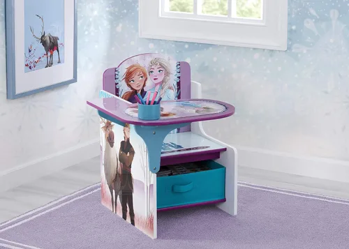 Miniatura 2 de Delta Children - Escritorio con silla y compartimento de almacenamiento, Frozen II (Disney) Portavasos Respaldo para brazos, madera tratada Disney