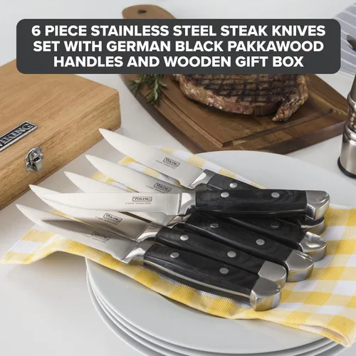 Miniatura 2 de Viking Juego de cuchillos para carne de 6 piezas con caja Negro