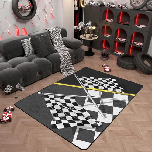 Miniatura 50 de Alfombra de Juego de Autos de Carreras para Niños, Alfombras de Juego para Niños, Alfombra de Sala de Juegos para Niños con Respaldo de Goma