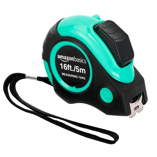 Miniatura 10 de Amazon Basics Cinta métrica retráctil con botón de presión, fácil de usar, 16 pies, rosa