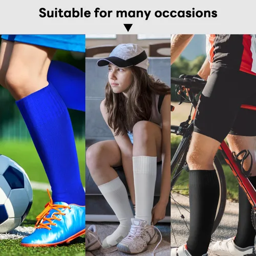 Miniatura 2 de ELUTONG Calcetines de fútbol para jóvenes, niños y adultos, 3 pares de calcetines deportivos de fútbol alto hasta la rodilla