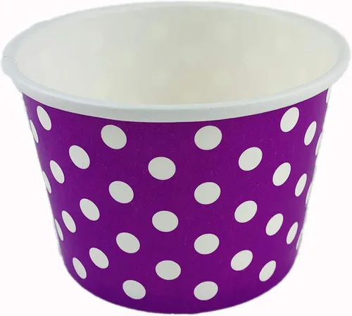 Miniatura 9 de Worlds Copas de papel para helado de papel con lunares, tazas de yogur de 12 onzas, mezcla de 50