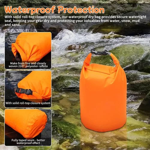 Miniatura 2 de Desoto Bolsa seca impermeable, 2 paquetes, 2L/5L/10L/20L/40L/70L, bolsa de almacenamiento en seco para mantener el equipo seco limpio para kayak