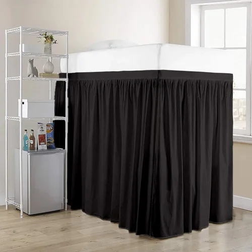 Miniatura 2 de Falda de cama larga de 42 pulgadas con caída de 42 pulgadas, patrón de volantes, falda de cama para dormitorio universitario, esquinas divididas