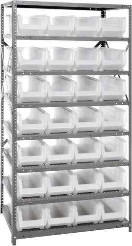 Miniatura 544 de Quantum QSBU-245BK Heavy Duty Shelving Unit with (7) Shelves and (24) QUS245 Black Bins for Garage Warehouse Storage Distribution 400 lb Load