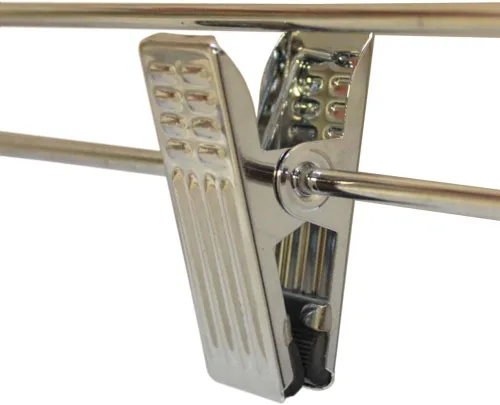 Miniatura 5 de 25 perchas tamaño 12 pulgadas alambre de metal cromado pantalón falda clip pellizco agarre accesorio exhibición al por menor ropa para adultos