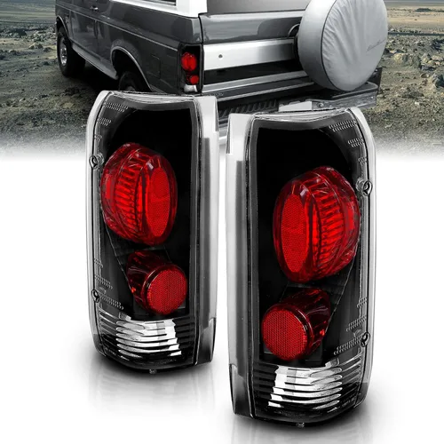 AmeriLite - Juego de luces traseras de freno de repuesto color negro Euro para Ford F-Series/Bronco 1989-1996 - Lado del pasajero y del conductor