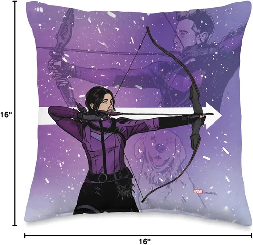 Miniatura 4 de Marvel Hawkeye Clint Barton Kate Bishop Archers - Almohada de 16.0 x 16.0 in, multicolor