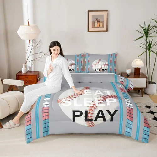 Miniatura 38 de Feelyou Juego de edredón de baloncesto para niñas y niños, juego de ropa de cama con juegos de pelota, decoración de habitación, regalo para amantes