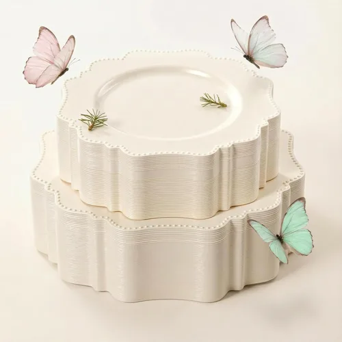 Miniatura 10 de COLOSUS Juego de platos desechables de plástico rosa para fiesta, paquete de 60 (30 invitados), platos para cena y ensalada/postre para primavera