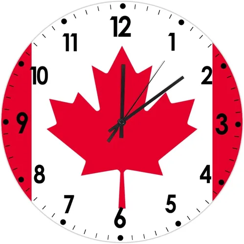Cheyan Reloj de pared con bandera de Canadá de 12 pulgadas, silencioso, sin tictac, de PVC, funciona con pilas, reloj redondo decorativo, regalo