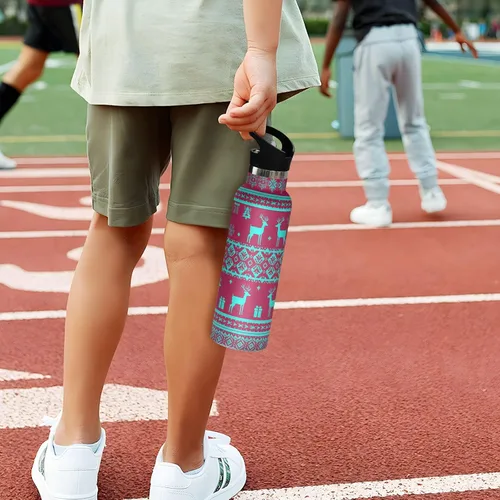 Miniatura 5 de Kids Water Bottle 20 Oz, Water Bottle Stainless Steel for Travel or School, BPA-Free, Teal Nordic Deer