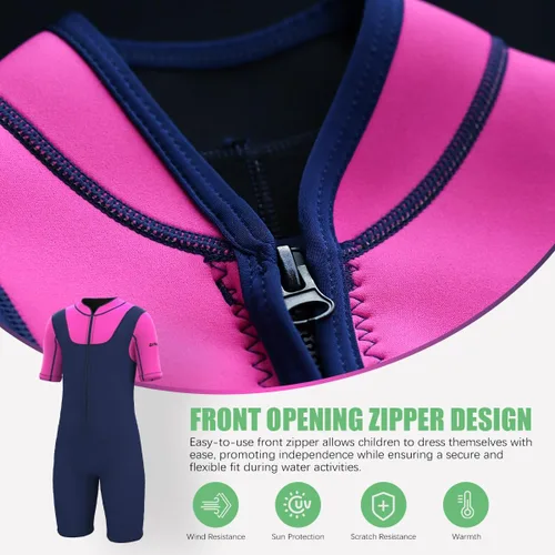 Miniatura 4 de Traje de neopreno para niños y niñas, 3/0.079 in, traje térmico completo para natación, surf en agua fría