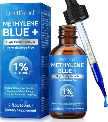 Azul de metileno grado farmacéutico, gotas de azul de metileno para la salud cerebral y apoyo energético, sin formaldehído, sin alcohol, sin gluten,