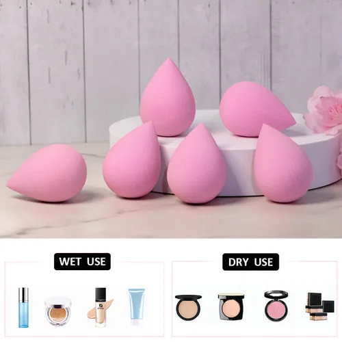 Miniatura 2 de Juego de 6 esponjas de maquillaje – Esponja suave de belleza para base, crema y polvo (rosa claro)