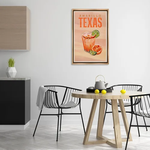 Miniatura 2 de Stupell Industries Amarillo Texas Cocktail Framed Floater Canvas Wall Art Design by The Whiskey Ginger, Brown Floater Frame, 21 x 31