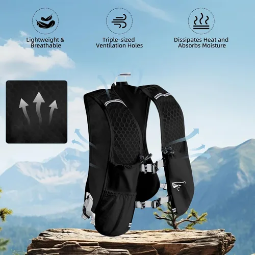 Miniatura 2 de Mochila de hidratación para mujeres y hombres, chaleco ligero para correr con bolsa de agua de 1.5 L, mochila de agua transpirable para senderismo