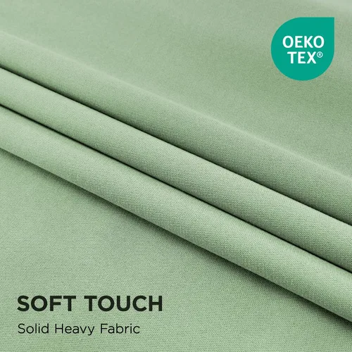 Miniatura 3 de Joydeco Cortinas opacas de lino para dormitorio, con ojales de 90 pulgadas de largo, cortinas resistentes para sala de estar, cortinas con Verde