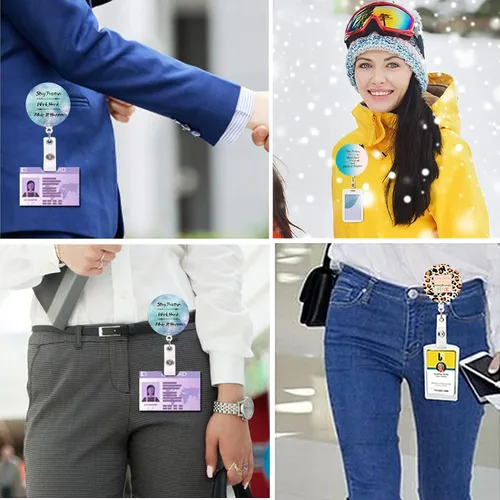 Miniatura 6 de Carrete retráctil para credenciales de enfermera, lindo nombre, carretes decorativos para tarjetas de identificación con clip en soportes