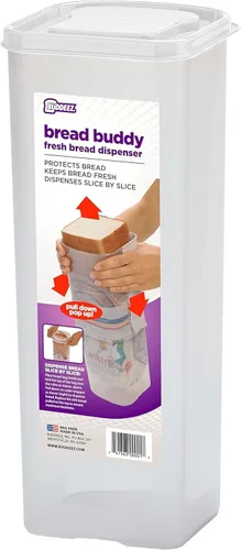 Miniatura 8 de Buddeez Bread Buddy - Recipiente hermético para almacenamiento de pan, diseño dispensador Slice by Slice, organizador perfecto para despensa, tapa