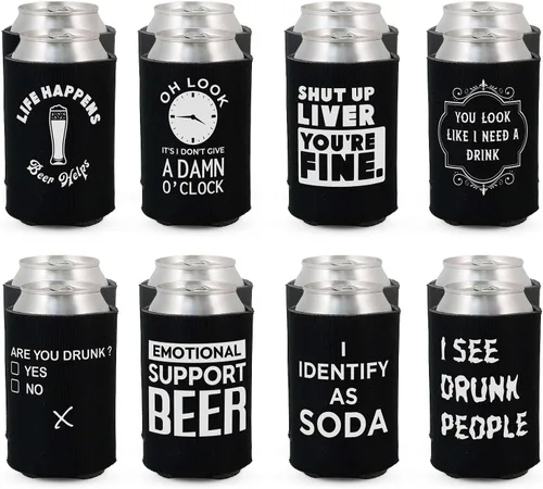 Miniatura 8 de Divertidos frases de fiesta de cerveza para latas de cerveza con aislamiento térmico para bebidas con soda, cerveza Hugger Coolies