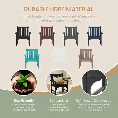 Miniatura 8 de WestinTrends Malibu Outdoor Patio HDPE Adirondack Silla de comedor para patio, color negro