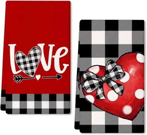 Miniatura 10 de ARKENY Juego de 2 toallas de cocina con lunares blancos para decoración del hogar, paño de secado de barra ultra absorbente para decoración