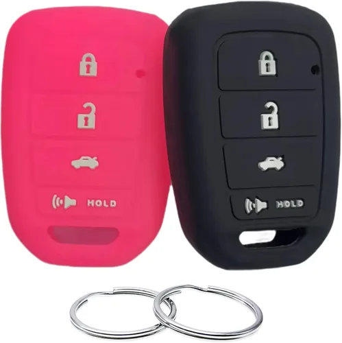 Miniatura 7 de REPROTECTING Funda de goma de silicona para llavero compatible con Honda Accord CR-V Civic Crosstour Fit (solo compatible con llavero recto)