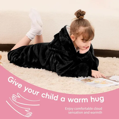 Miniatura 3 de yescool Manta de vestir con capucha para niños, regalos de cumpleaños para niñas adolescentes, para niños de 8 a 15 años, sudadera de gran
