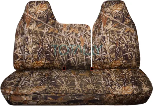 Miniatura 14 de Totally Covers Compatible con Ford F-150 F-250 1997-1998 Camo Fundas de asiento de camión (banco dividido delantero 40/60) sin reposabrazos/consola