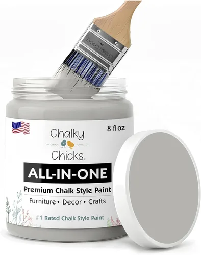 Miniatura 60 de Chalky Chicks - Pintura mate a la tiza, no requiere lijado, 4 onzas líquidas, color gris oscuro (Gun Metal Gray), para muebles, pintura sin Gris
