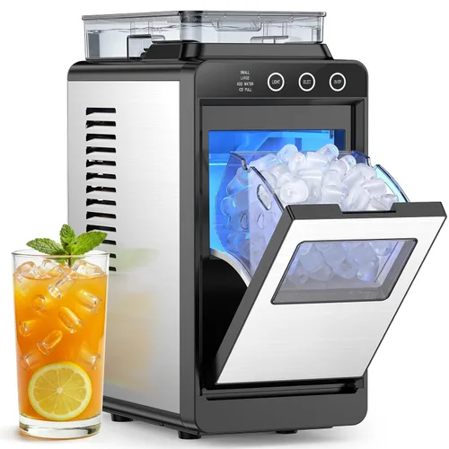 Miniatura 8 de COWSAR Máquina de hielo portátil con tanque de agua externo, 8 cubos en 6 minutos, 26 libras/24 horas, máquinas de hielo comerciales compactas