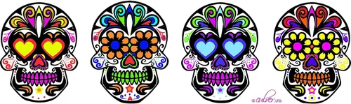 Miniatura 3 de Culver Festive Sugar Skulls - Vasos dobles decorados a la antigua, 13.5 onzas, en caja de regalo, juego de 2 (escarchado)
