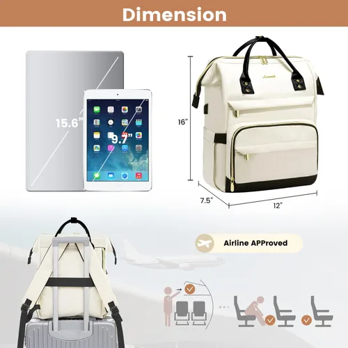 Miniatura 5 de LOVEVOOK Mochila de viaje para laptop para mujer, mochila de computadora de moda, para trabajo, negocios, profesora, enfermera, bolsa de 15.6