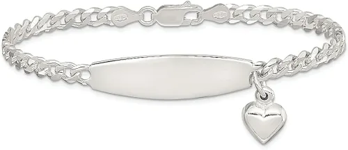 Miniatura 3 de 925 Sterling Silver Heart Charm Id Bracelet 85 Inch Love Fine Jewelry For Women Gifts For Her
