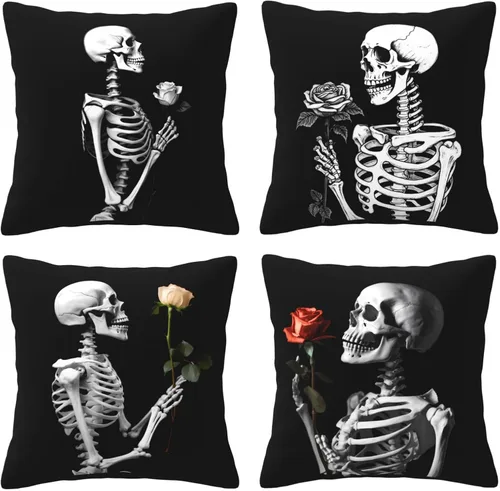 Miniatura 21 de Ouqiuwa Juego de 4 fundas de almohada coloridas con diseño de pájaros de 12 x 12 pulgadas, cuadradas, decorativas, con hojas de arce otoñales