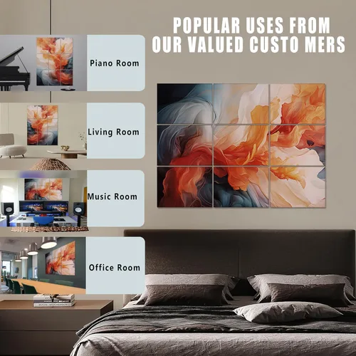 Miniatura 8 de Paquete de 9 paneles acústicos de arte para pared, paneles absorbentes de sonido de 48 x 36 pulgadas, paneles decorativos de amortiguación