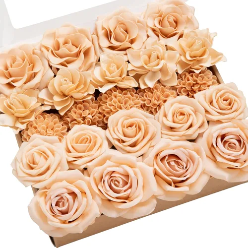 Miniatura 26 de Ling's moment Flores Artificiales de Seda Falsa Hortensias Rosas de Espuma Gardenias Falsas Combo para Bricolaje Ramos de Boda Centros de Mesa