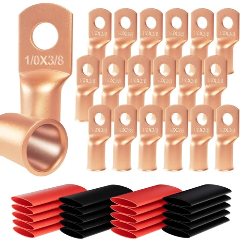 Miniatura 12 de 6 piezas 1/0 AWG - 1/2" (M12) Sanuke Terminales de anillo para cable de alambre con conectores de extremos resistentes para cable de batería, ojales