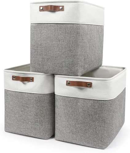 Miniatura 53 de Bagnizer 13x13 Cajas de almacenamiento cúbicas, caja de almacenamiento plegable de tela, paquete de 4 cestas de armario con asas para organizar