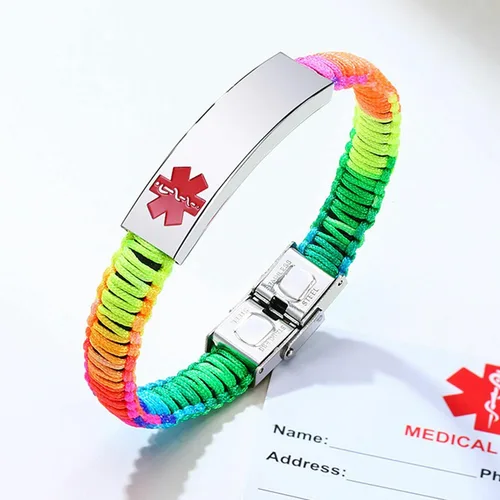 Miniatura 2 de Pulsera personalizada de identificación de alerta media color arco iris