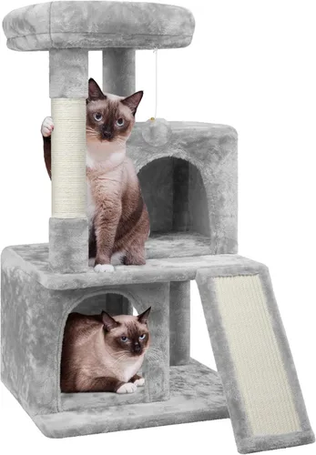 Miniatura 10 de Yaheetech Árbol para gatos para mascotas de interior, torre de 36 pulgadas con plataforma extra grande, postes rascadores, tablero, pelota colgante