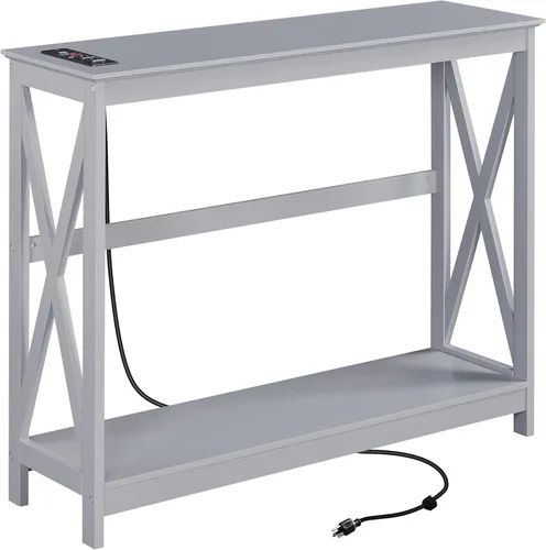 Miniatura 12 de Topeakmart Sofá consola, mesa de entrada de 2 niveles con estante de almacenamiento, mesa de sofá estrecha para entrada, pasillo, sala de estar