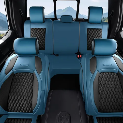 Miniatura 24 de Coverado Fundas de Asientos de Automóvil Juego Completo, Fundas de Asientos de Automóvil de Cuero Impermeables para Dodge RAM 1500 Compatible