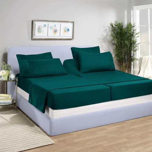 Miniatura 25 de Juego de sábanas divididas de 5 piezas de 800 hilos para cama ajustable (2 piezas, 1 sábana plana y 2 fundas de almohada) 100% algodón egipcio