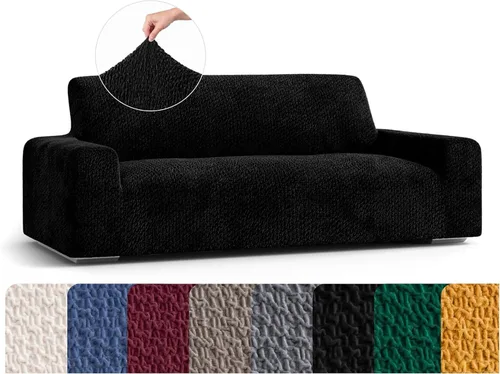Miniatura 26 de PAULATO BY GA.I.CO. Funda para sofá, funda de sofá biplaza, funda elástica para sillón, funda de tela de poliéster suave, colección terciopelo, Negro