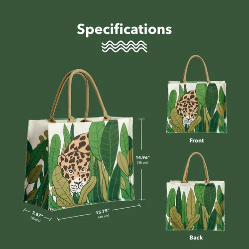 Miniatura 6 de Bolsa de playa Diseño impreso, repelente al agua, espacioso, diseño meticuloso, de gran tamaño 15.75 x 14.96 x 7.87 pulgadas (selva)