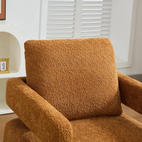 Miniatura 7 de Setawix Boucle - Sillas giratorias de barril, cómodo sillón giratorio mullido, moderno con rotación de 360° con brazos abiertos, sofá individual