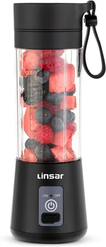 Batidora portátil (negra) para batidos y licuados con cuchillas duraderas de acero inoxidable para un rendimiento de licuado potente, recargable por